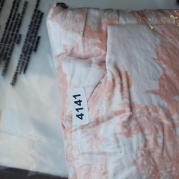 JESSAKAE Dress Womens Small Pink White Belted Tiered Maxi V Neck Toile Print - Picture 13 of 13